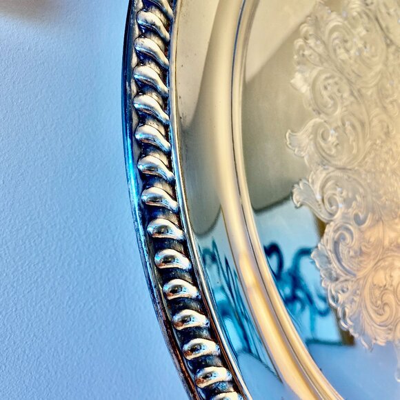 Vintage 1940s Oneida for Lewyt Silverplate Serving Tray - Picture 4 of 7